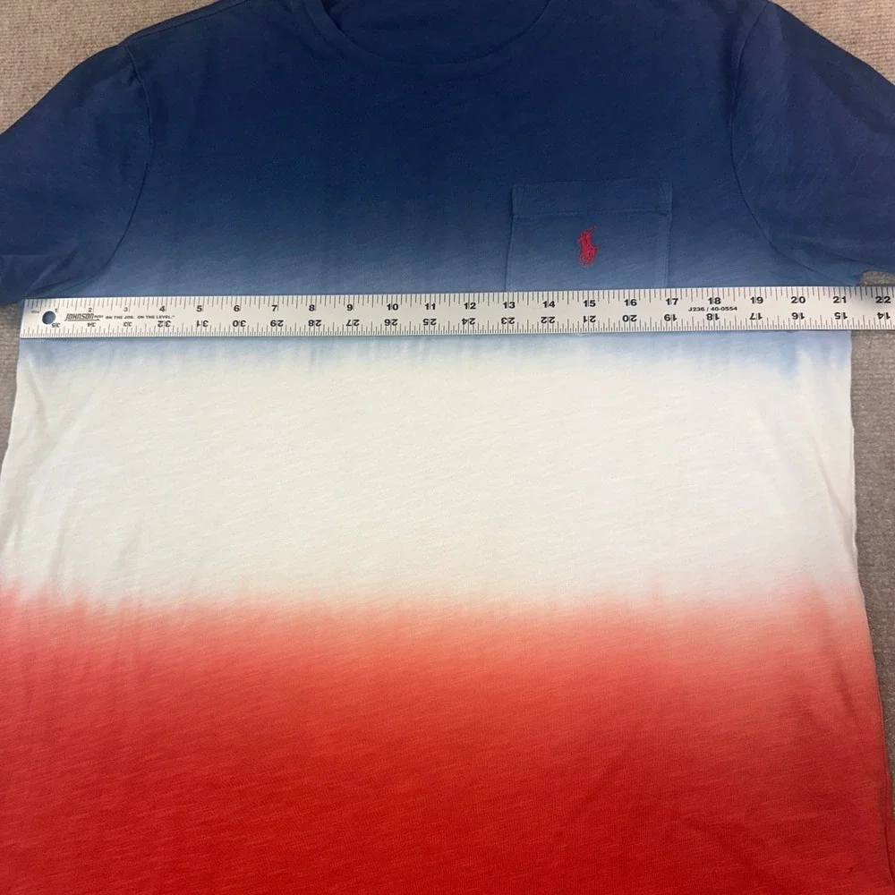Polo Ralph Lauren Mens Ombre Dip Dye Pocket T-Shirt Red White Blue Large